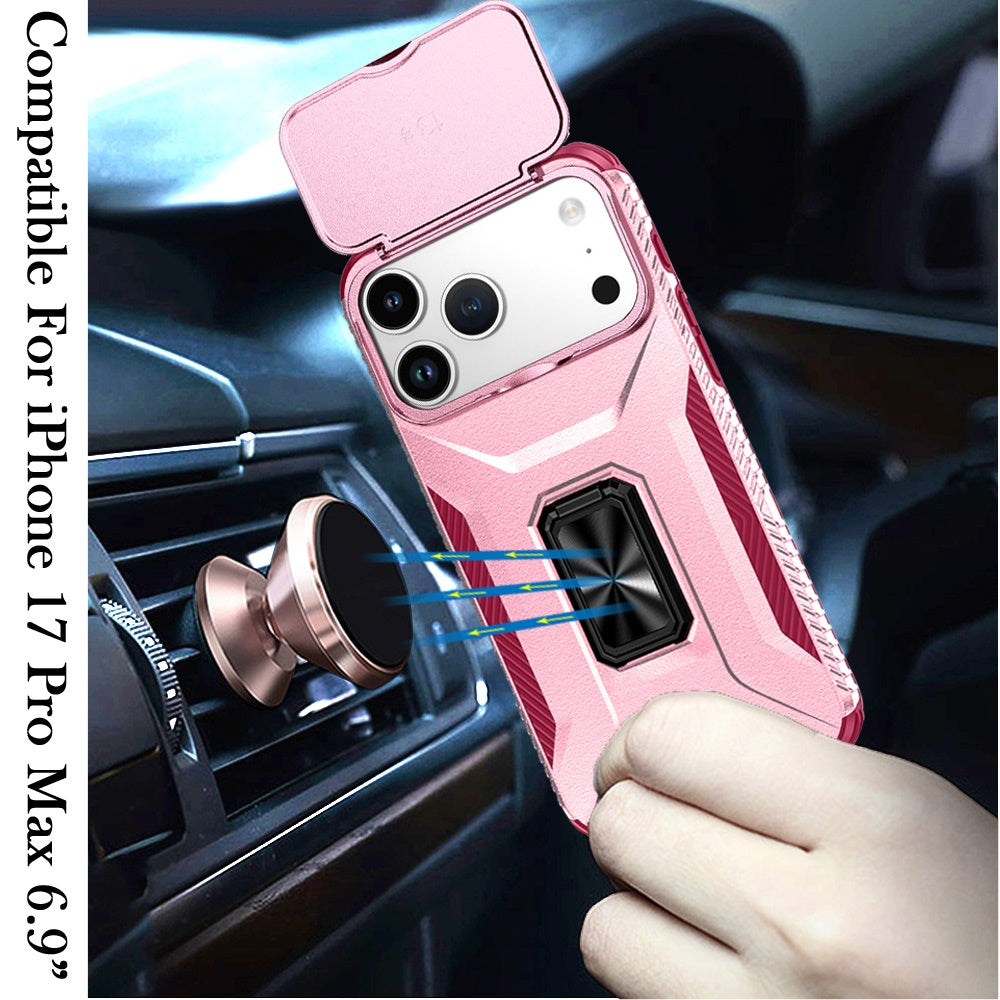 iPhone 17 Pro Max Magnetic Circle Case – Pink+Burgundy - iPhone17accs
