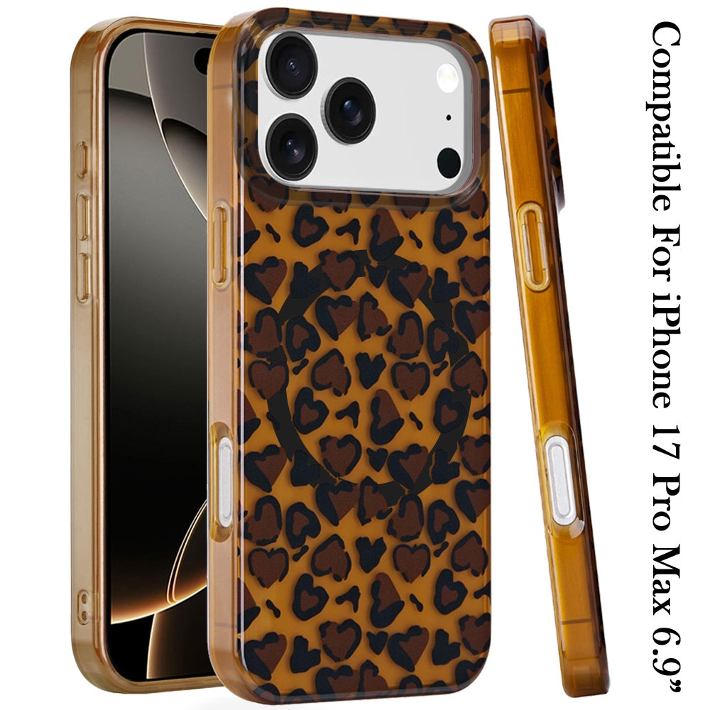 iPhone 17 Pro Max Magnetic Circle Case – Brown Leopard - iPhone17accs