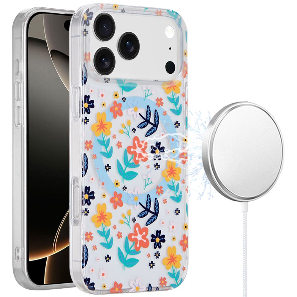 iPhone 17 Pro Max Magnetic Circle Case – Colorful Floral - iPhone17accs