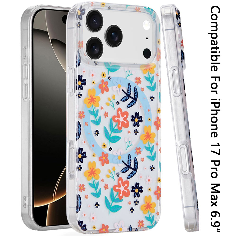 iPhone 17 Pro Max Magnetic Circle Case – Colorful Floral - iPhone17accs