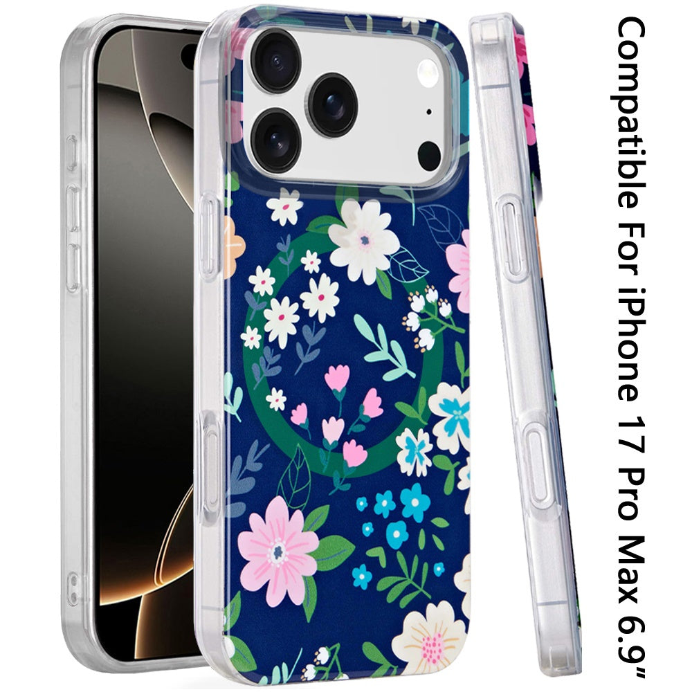 iPhone 17 Pro Max Magnetic Circle Case – Galaxy Floral - iPhone17accs