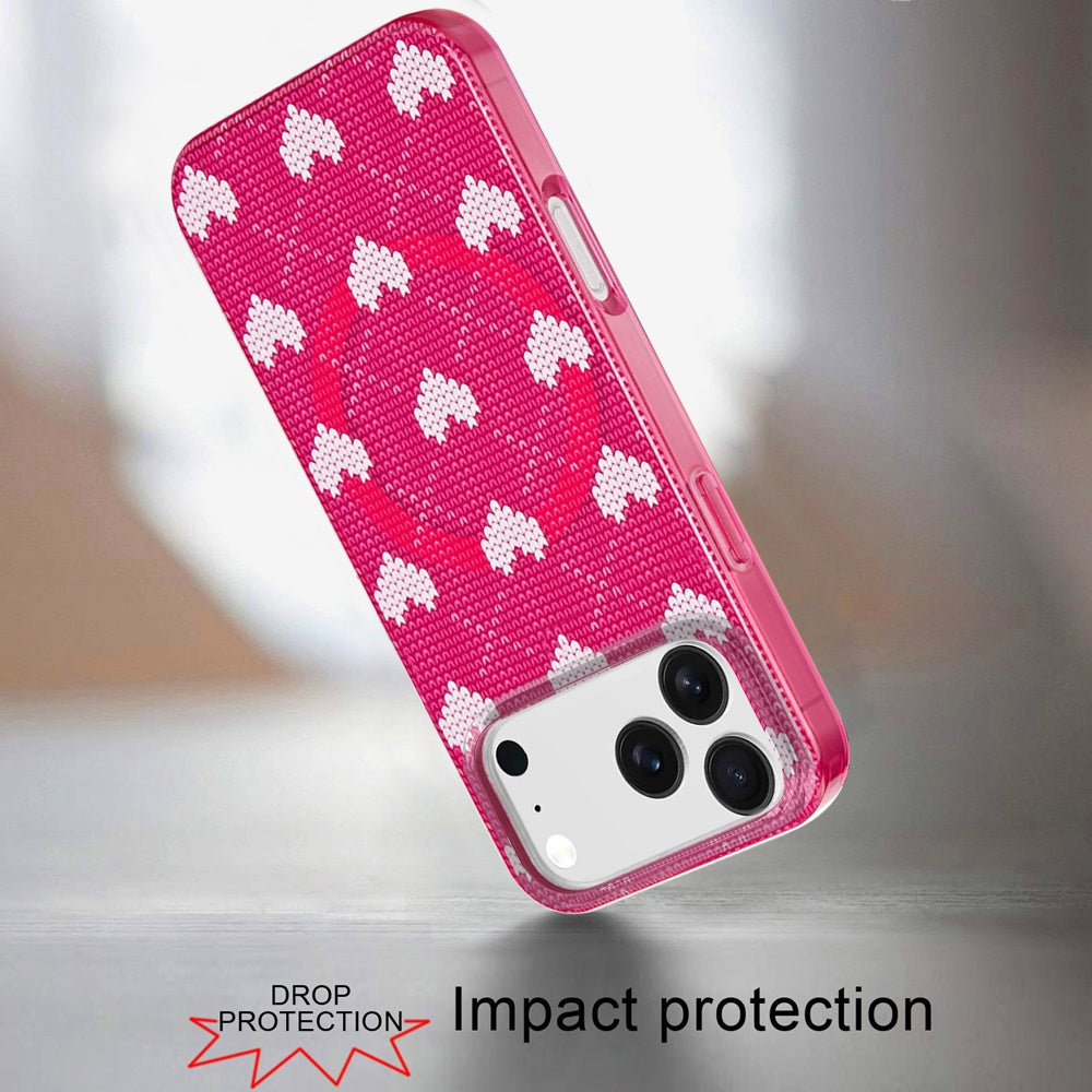 iPhone 17 Pro Max Magnetic Circle Case – Hearts on Pink - iPhone17accs