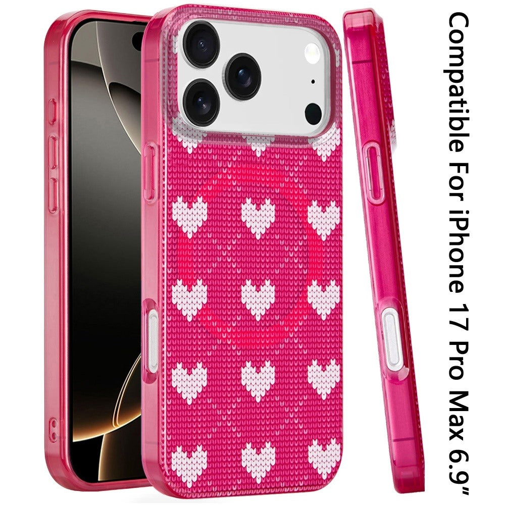 iPhone 17 Pro Max Magnetic Circle Case – Hearts on Pink - iPhone17accs