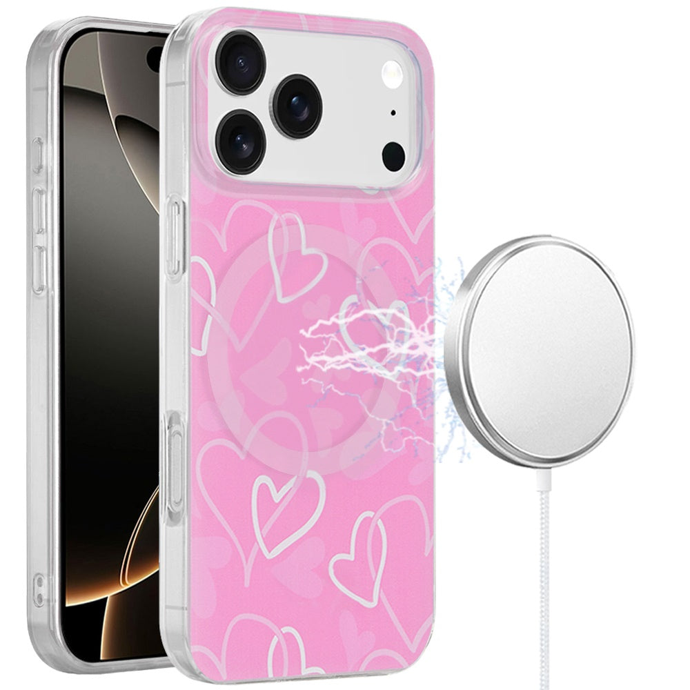 iPhone 17 Pro Max Magnetic Circle Case – Hearts - iPhone17accs