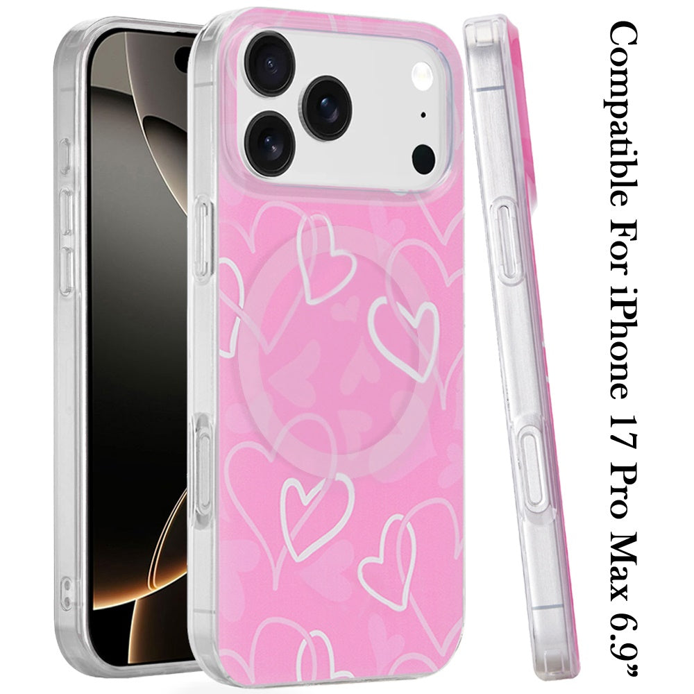 iPhone 17 Pro Max Magnetic Circle Case – Hearts - iPhone17accs