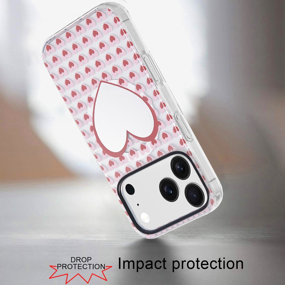 iPhone 17 Pro Max Magnetic Circle Case – Mirror With Hearts - iPhone17accs