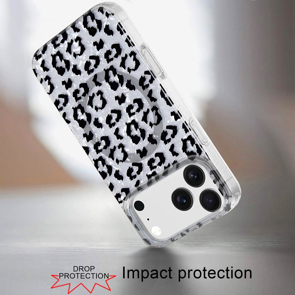 iPhone 17 Pro Max Magnetic Circle Case – Silver Leopard - iPhone17accs