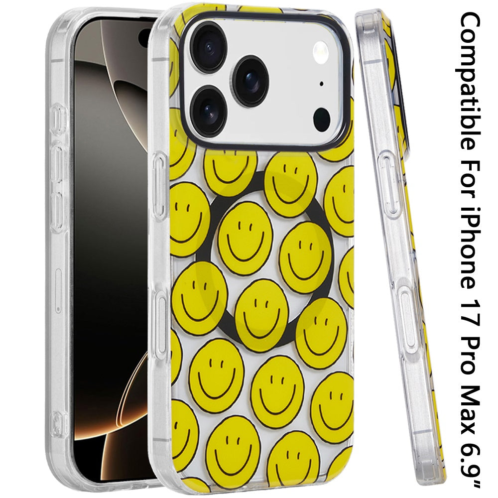 iPhone 17 Pro Max Magnetic Circle Case – Smiley Faces - iPhone17accs