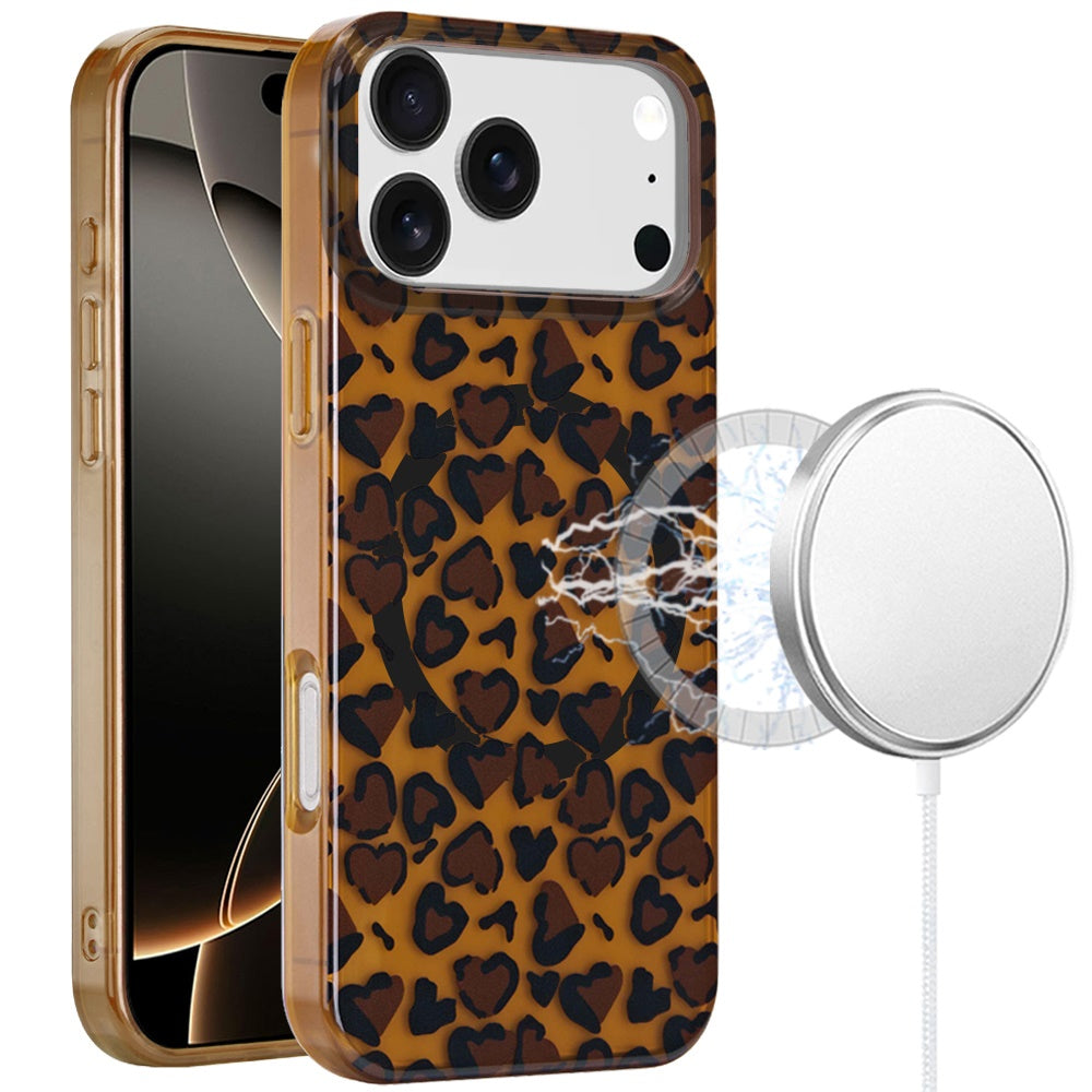 iPhone 17 Pro Magnetic Circle Case – Brown Leopard - iPhone17accs