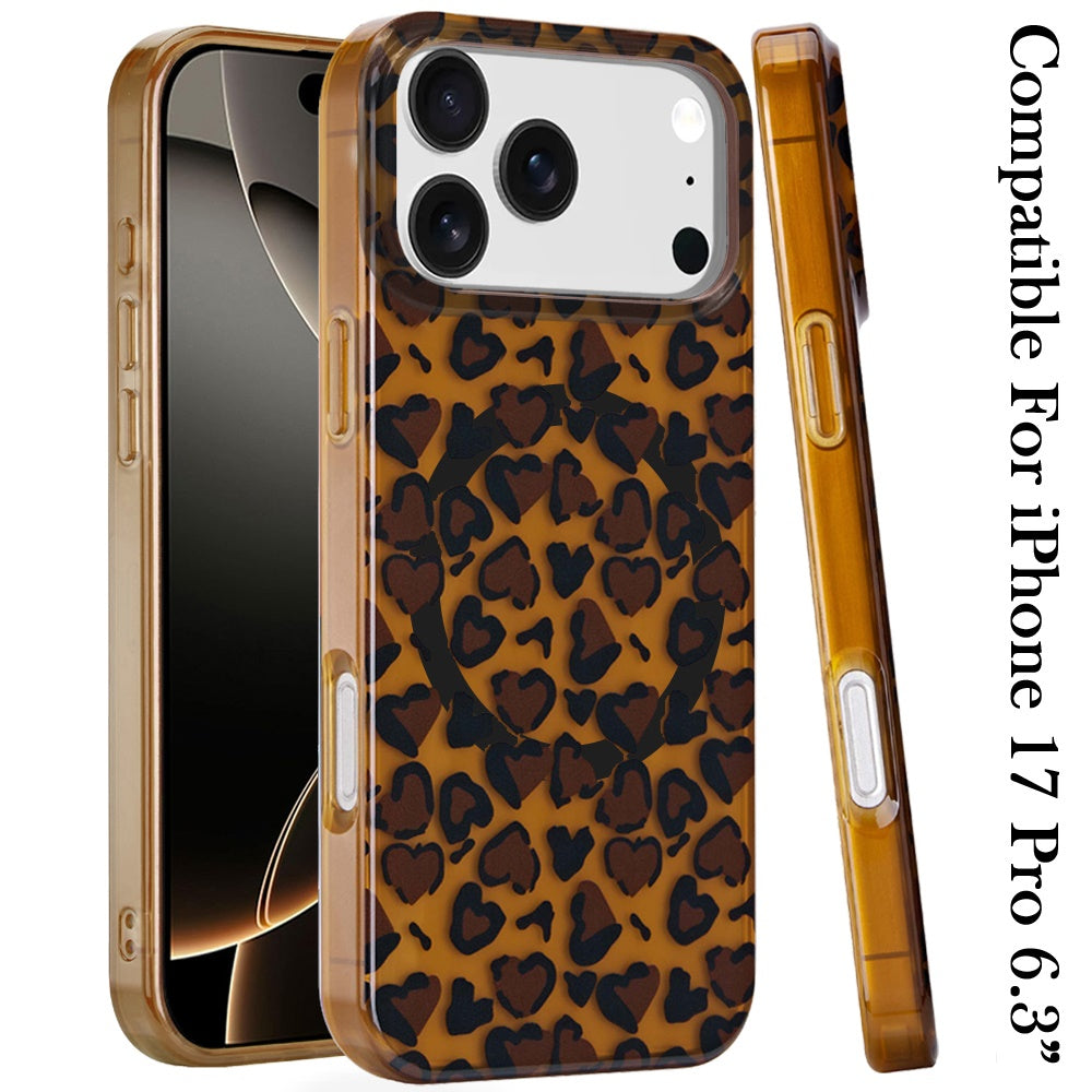 iPhone 17 Pro Magnetic Circle Case – Brown Leopard - iPhone17accs