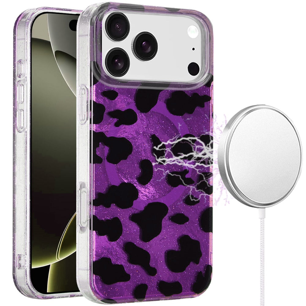 iPhone 17 Pro Magnetic Circle Case – Purple Leopard - iPhone17accs