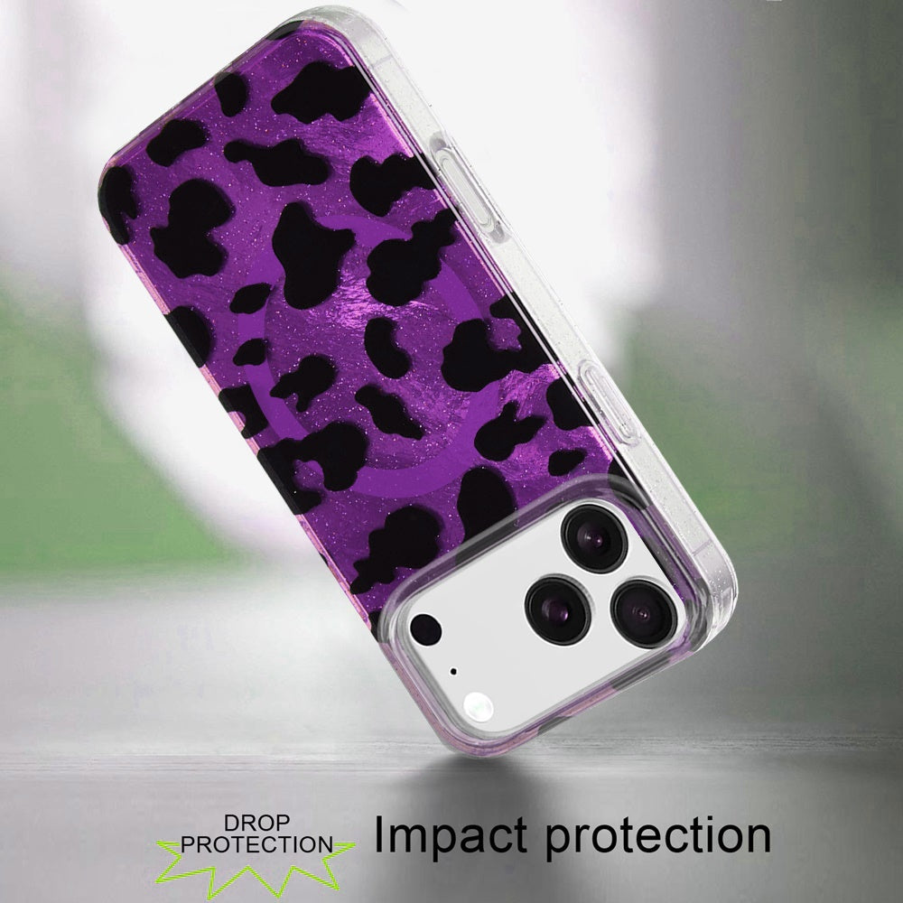 iPhone 17 Pro Magnetic Circle Case – Purple Leopard - iPhone17accs