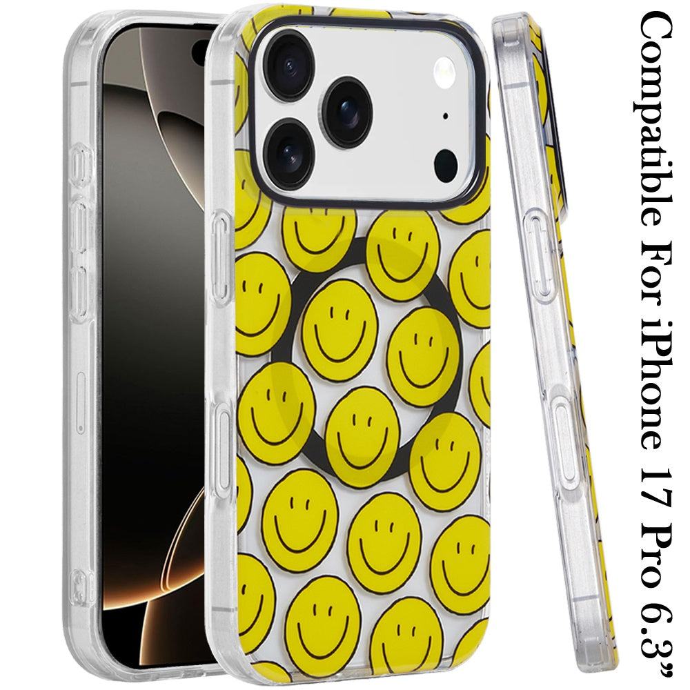 iPhone 17 Pro Magnetic Circle Case – Smiley Faces - iPhone17accs