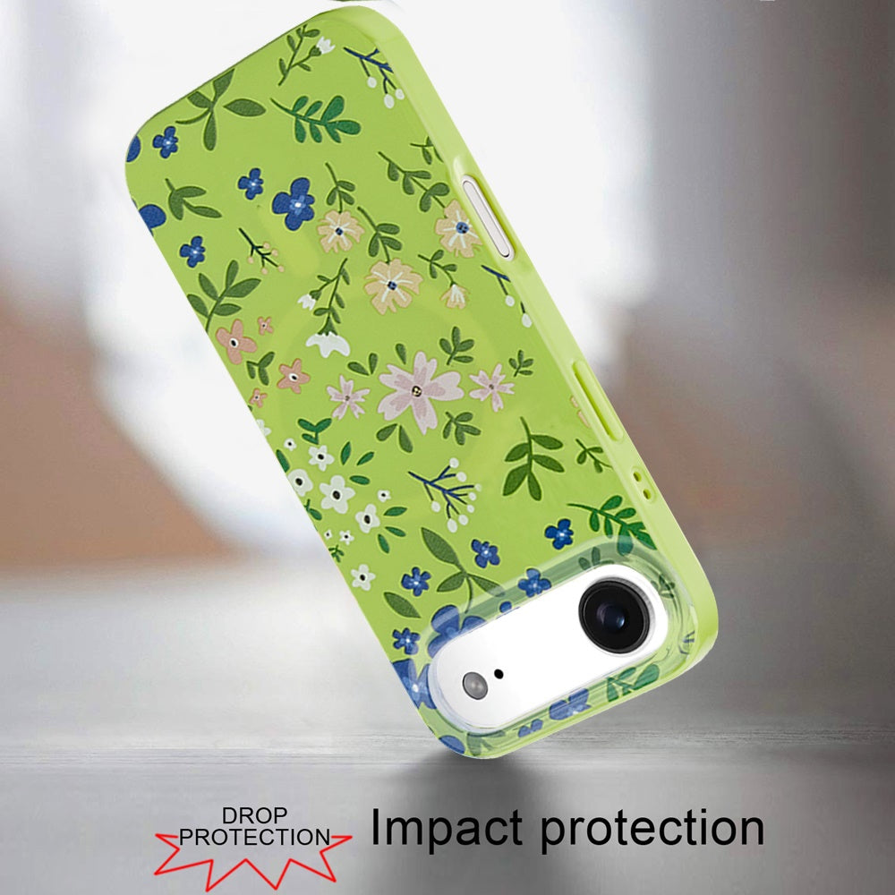 iPhone 17 Air Magnetic Circle Case – Green Floral - iPhone17accs