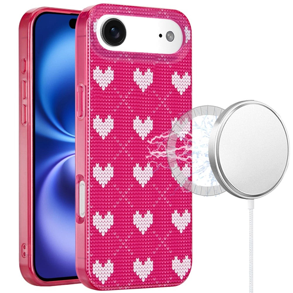 iPhone 17 Air Magnetic Circle Case – Hearts on Pink - iPhone17accs