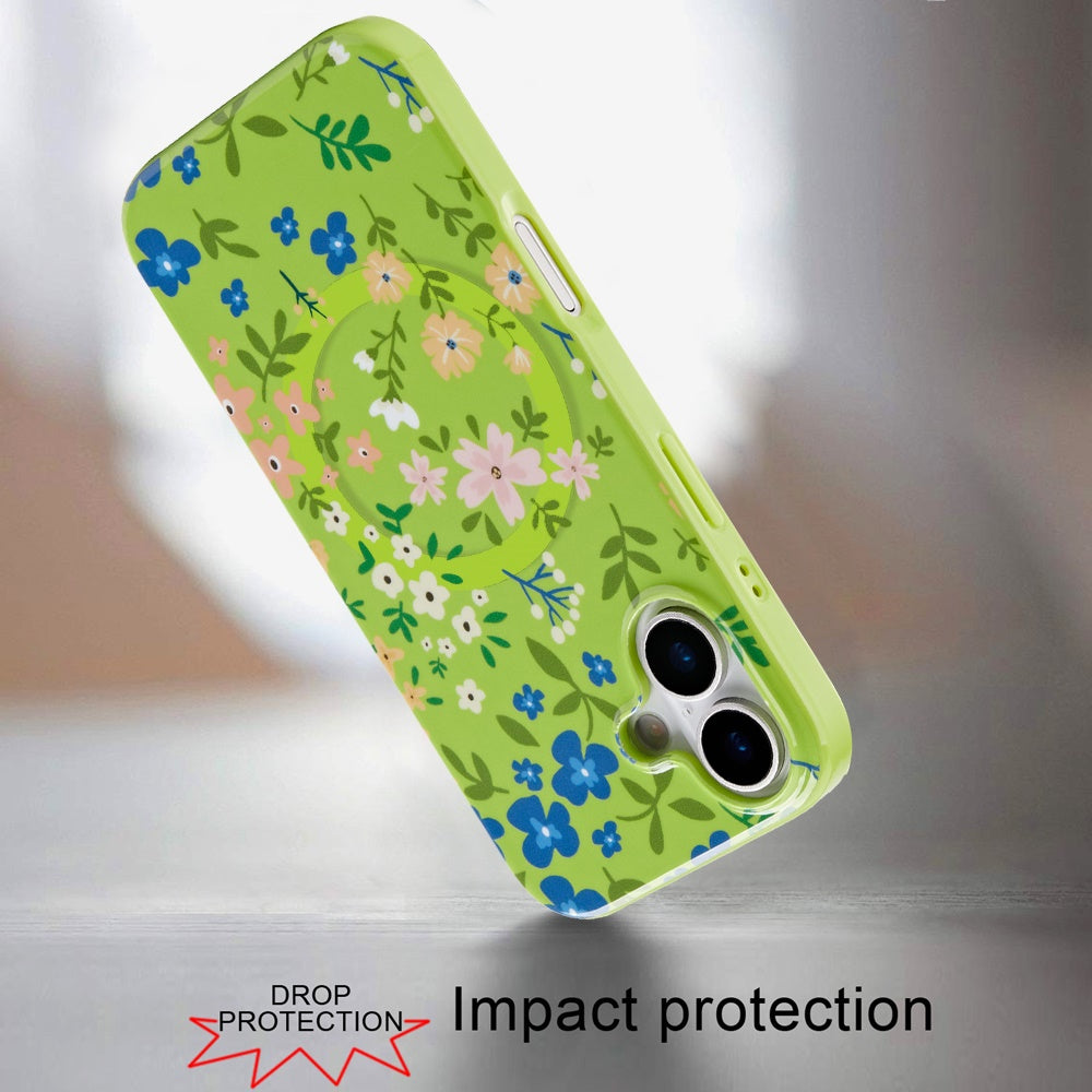 iPhone 17 Magnetic Circle Case – Green Floral - iPhone17accs