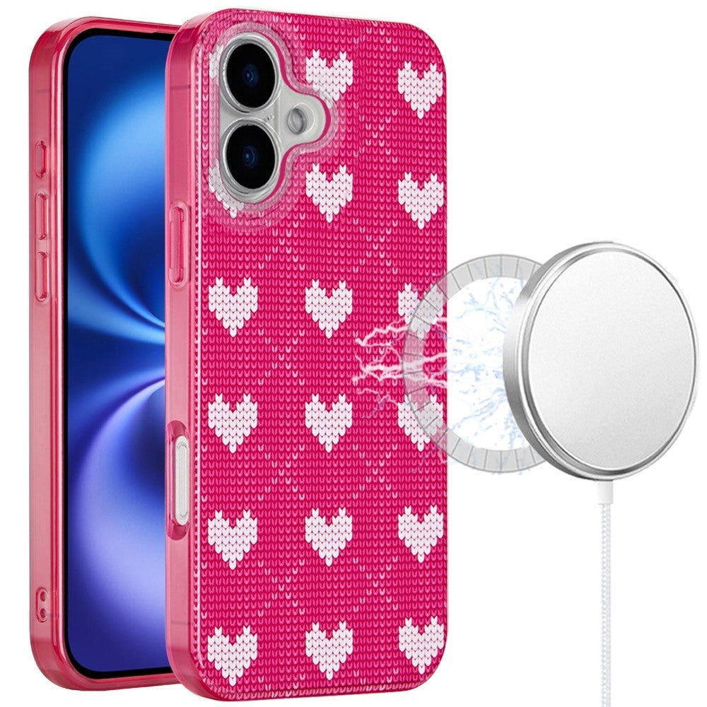 iPhone 17 Magnetic Circle Case – Hearts on Pink - iPhone17accs