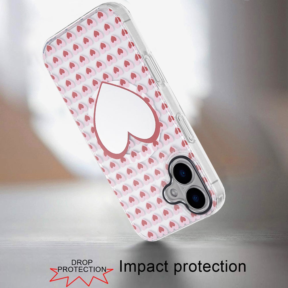 iPhone 17 Magnetic Circle Case – Mirror With Hearts - iPhone17accs