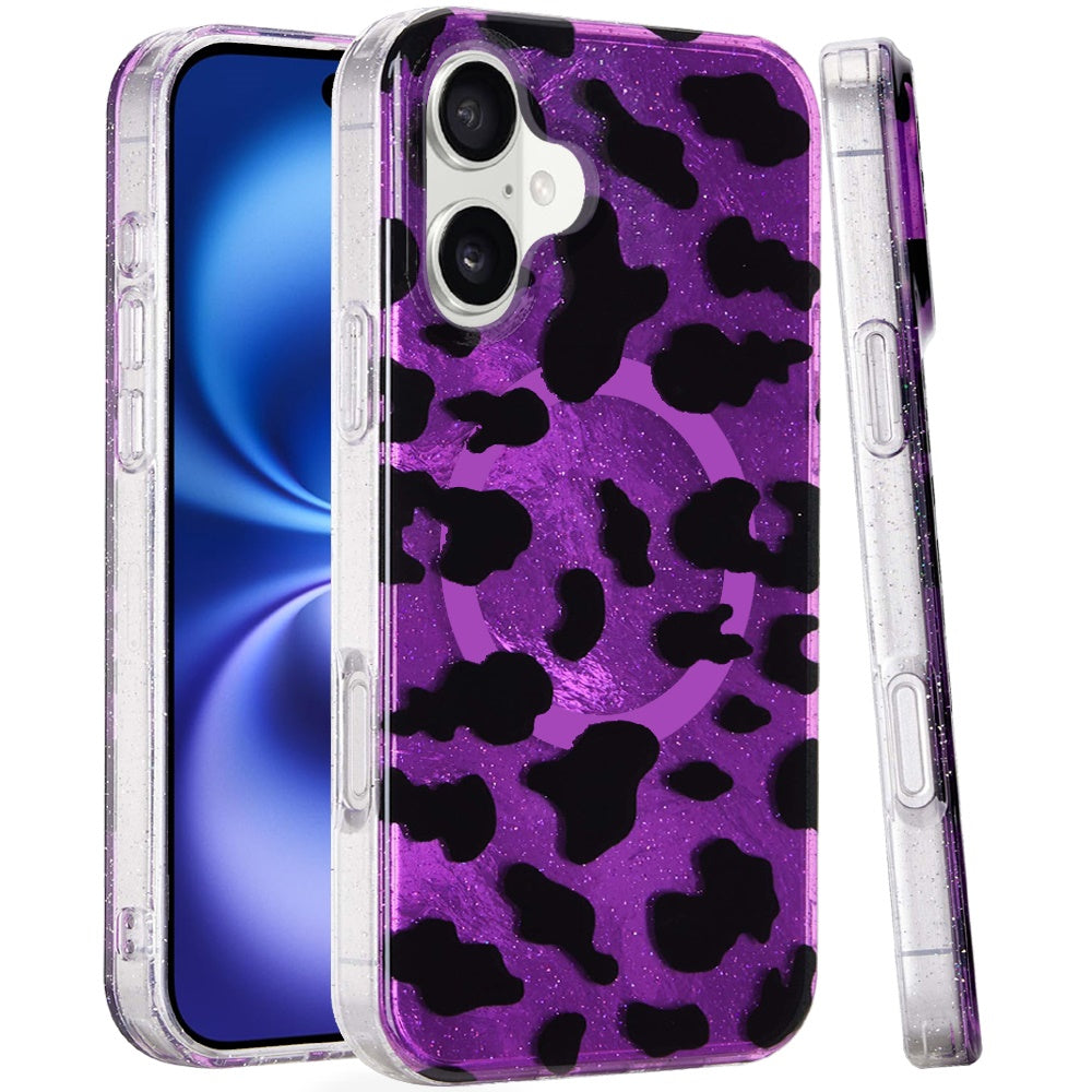iPhone 17 Magnetic Circle Case – Purple Leopard - iPhone17accs