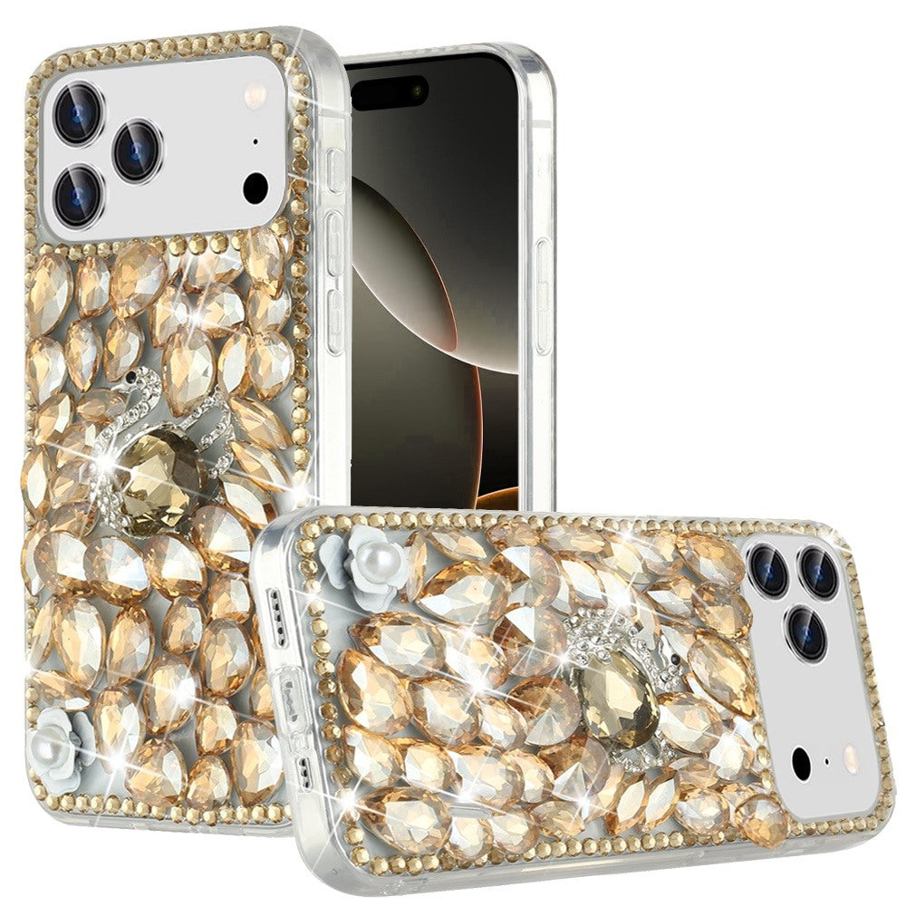iPhone 17 Pro Max Case – Gold Swan Crown Pearl - iPhone17accs