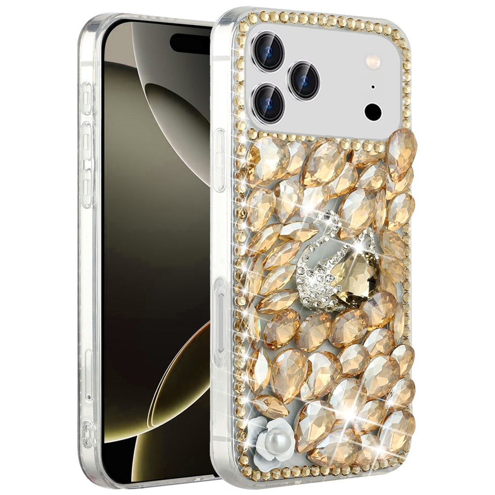 iPhone 17 Pro Max Case – Gold Swan Crown Pearl - iPhone17accs