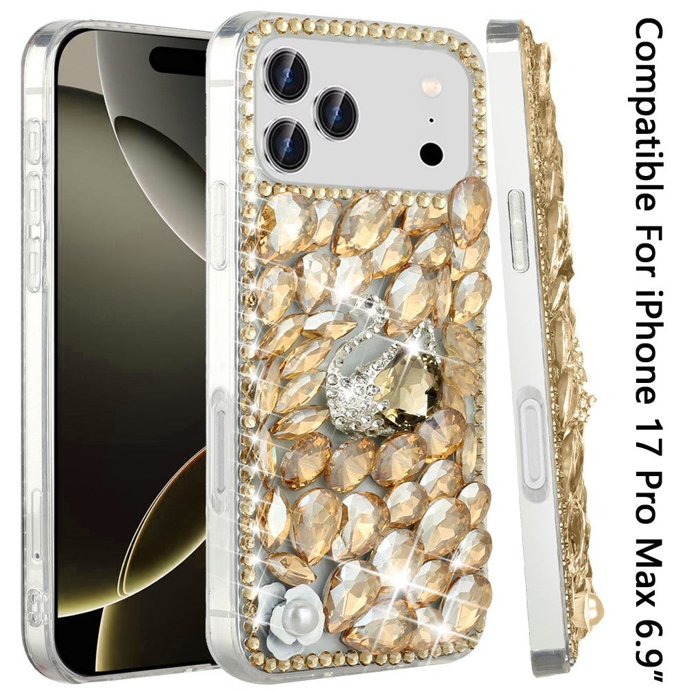 iPhone 17 Pro Max Case – Gold Swan Crown Pearl - iPhone17accs